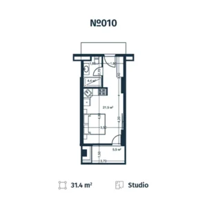 План апартаментов N10 в стадии строительства - Апартаменты типа студия, 31,4 м2