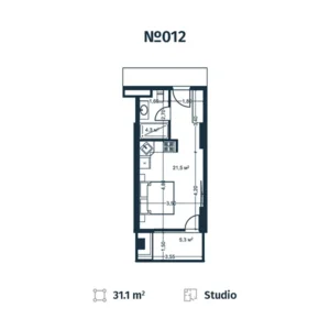 План апартаментов N12 в стадии строительства - Тип студии, 31,1 м2